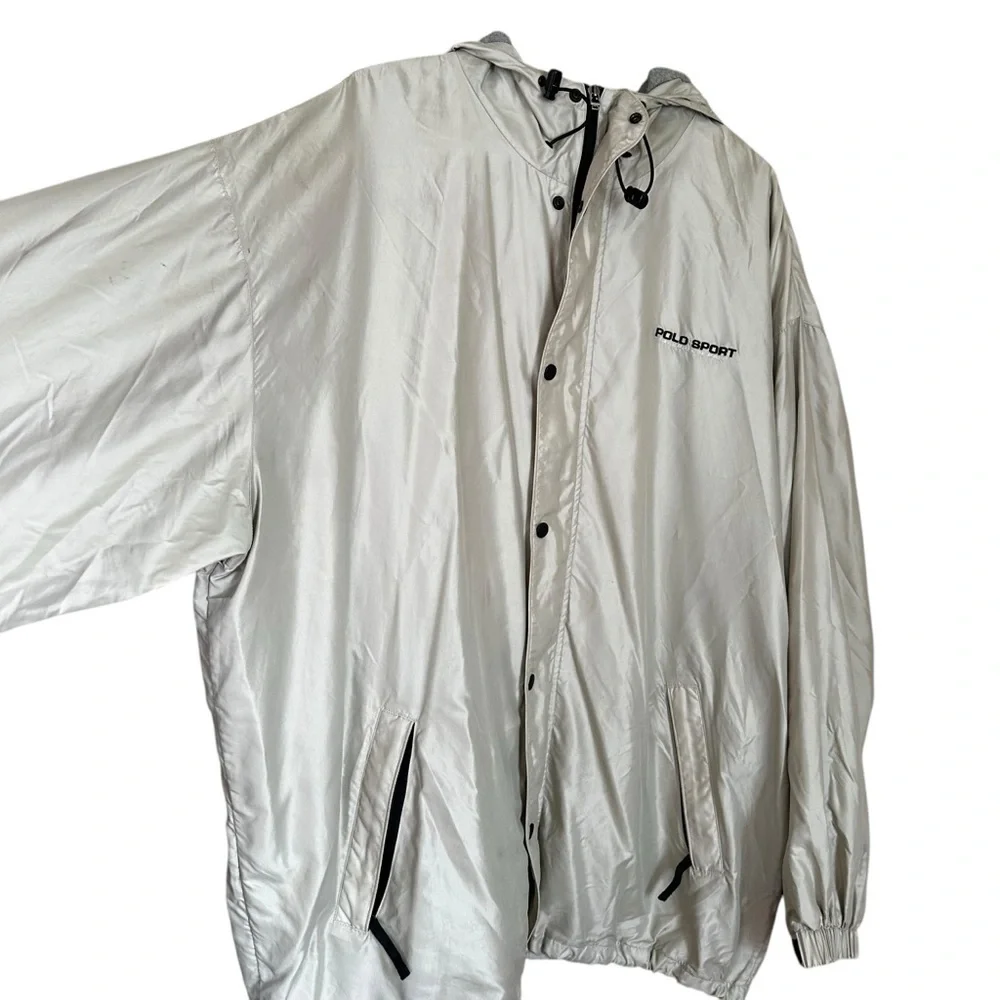 VTG 90’s Polo Sport Ralph Lauren Zip Ip Jacket Beige Men’s Sz XL Lined Rain Coat